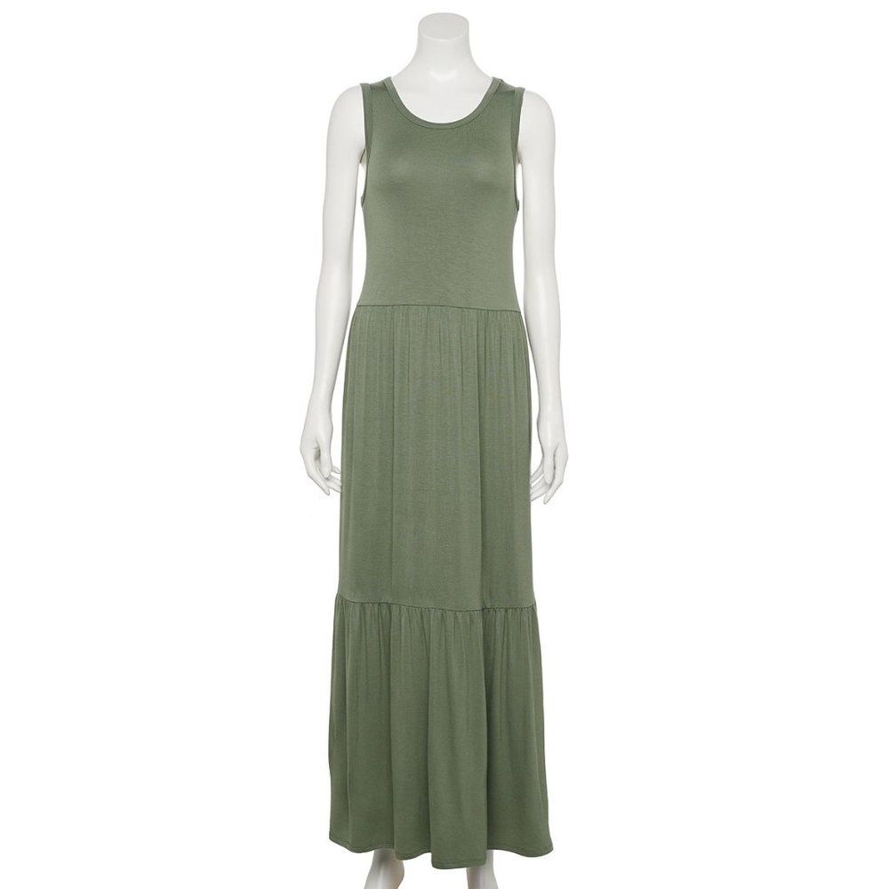 Juniors' SO® Tank Tiered Maxi Dress/Olive/Large